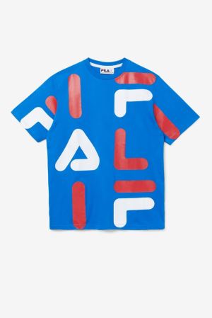 FILA Bennet Tee Shirts Blue / Red / White,Mens Clothing | CA.KSNFLT369